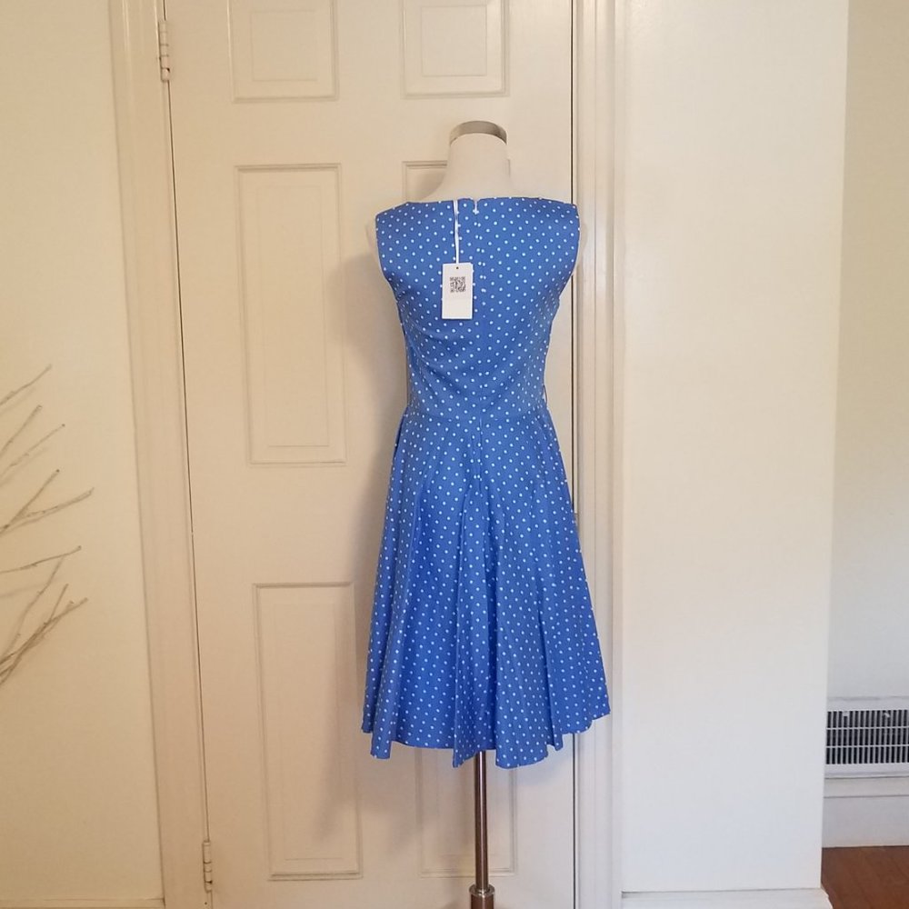 NWT Grace Karin Poka Dot Blue White 95% Cotton  Sleeveless Dress sz S READ - Picture 4 of 10